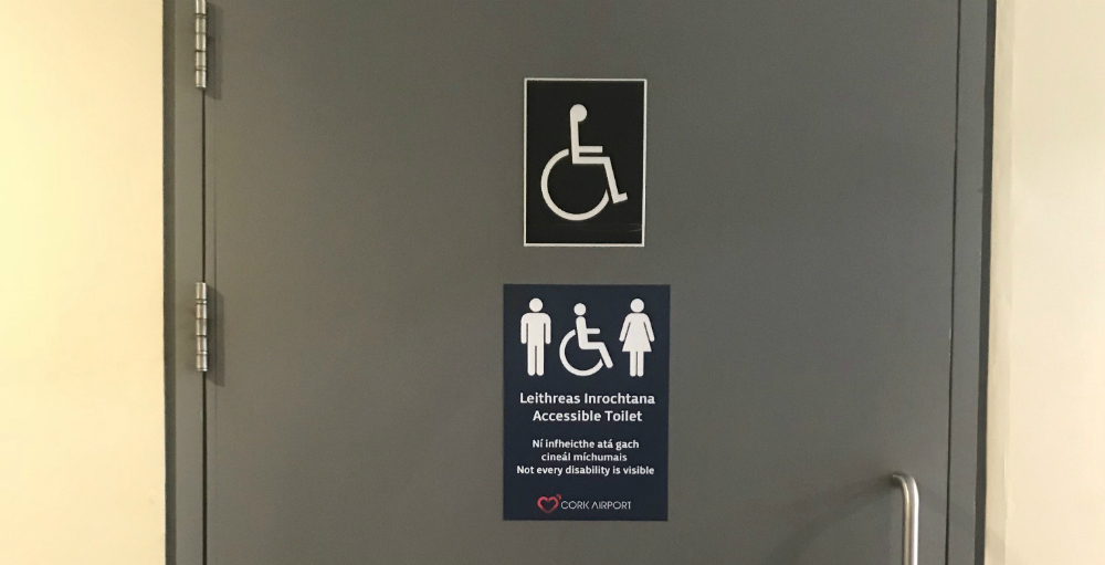 Cork Airport is the first major travel hub in Ireland to adopt new signage for accessible toilets